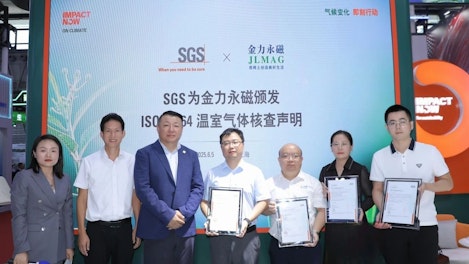 SGS为金力永磁颁发ISO 14021循环材料验证声明及ISO 14064温室气体核查声明