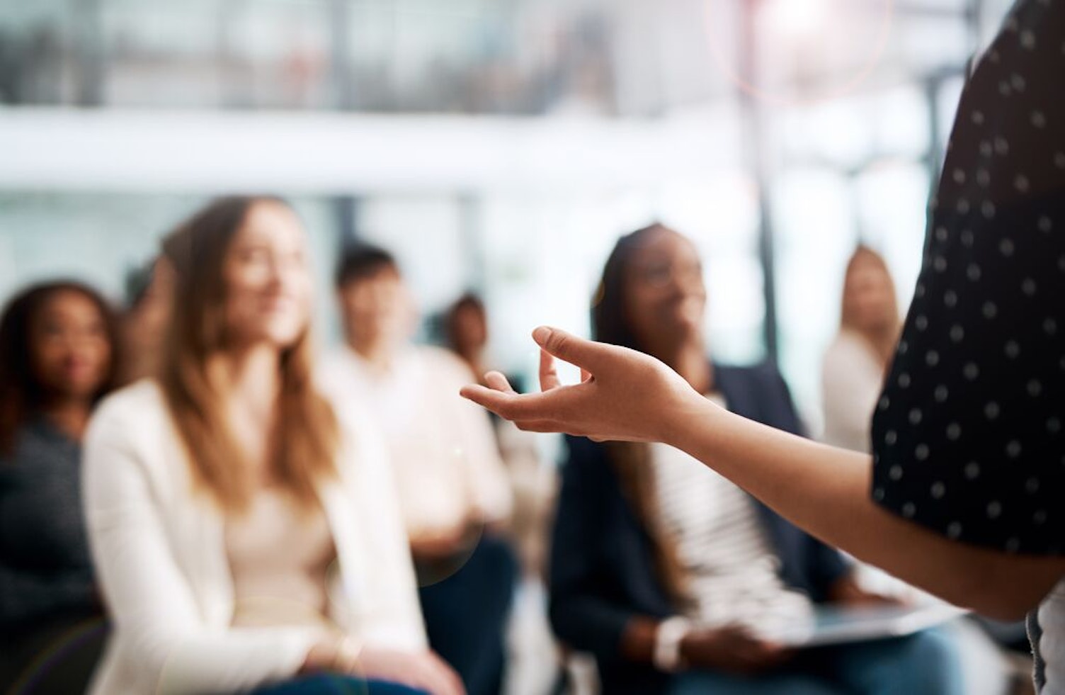 Cropped Shot of a Woman Talking to an Audience