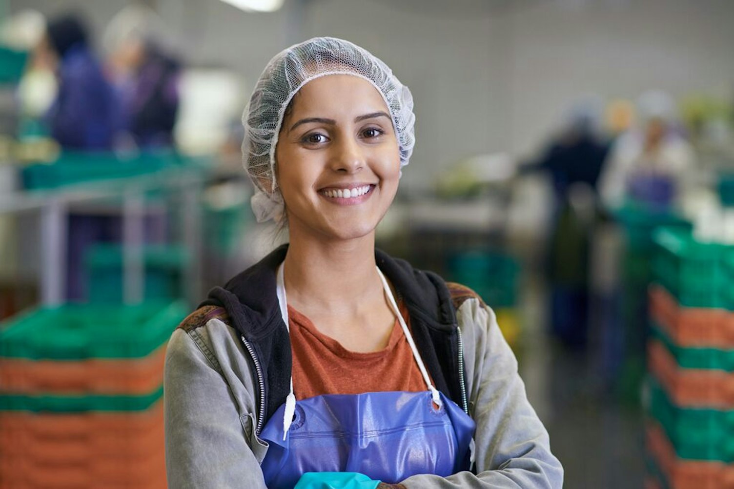 Woman Working in a Food Processing Plant Clip