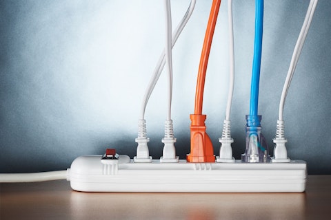 Cords plugged into extension cord