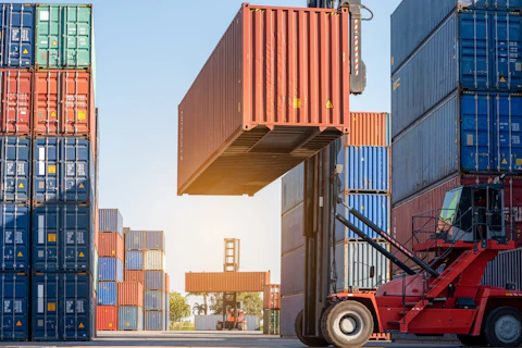 forklift working in the container cargo yard
