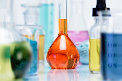 Volumetric Flasks Containing Solutions