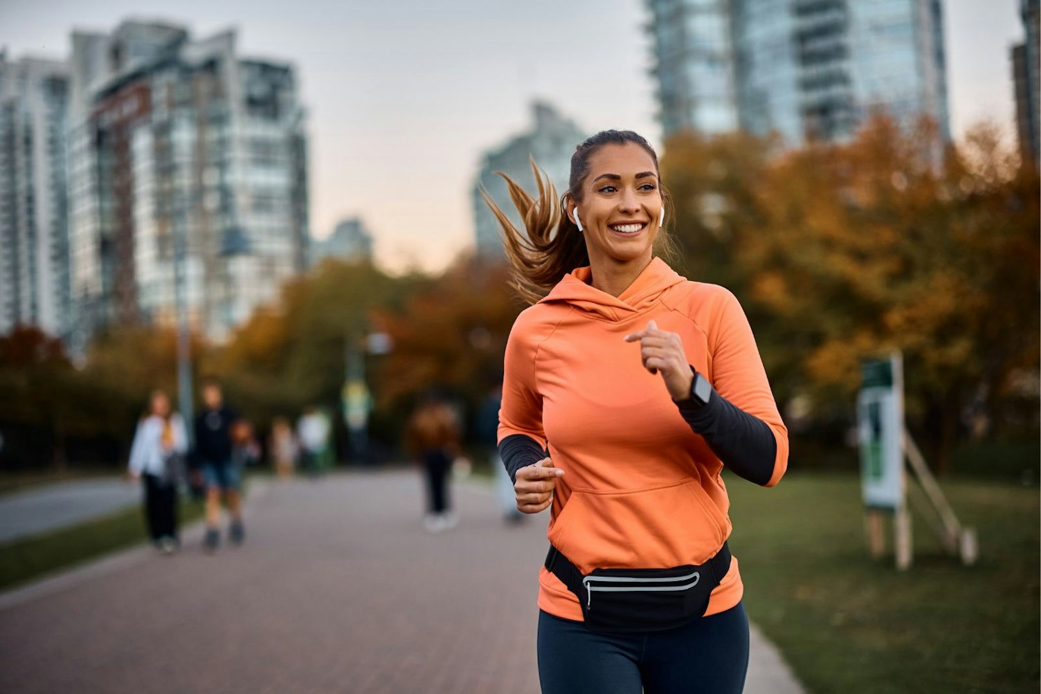 Woman running in a park