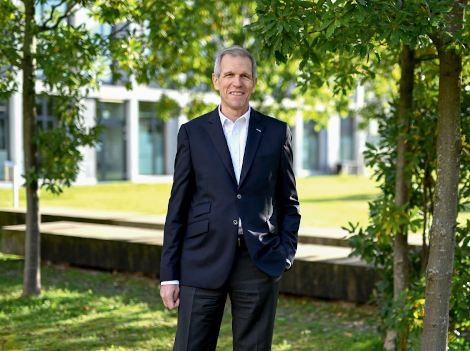 Calvin Grieder in a garden