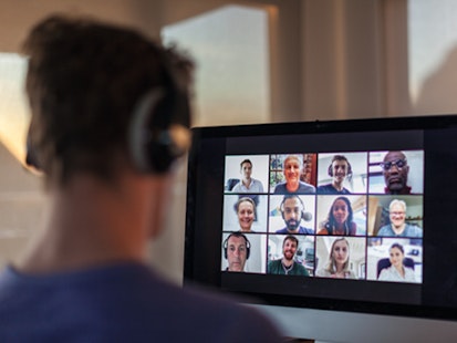 Man Participating in a Video Conference Call