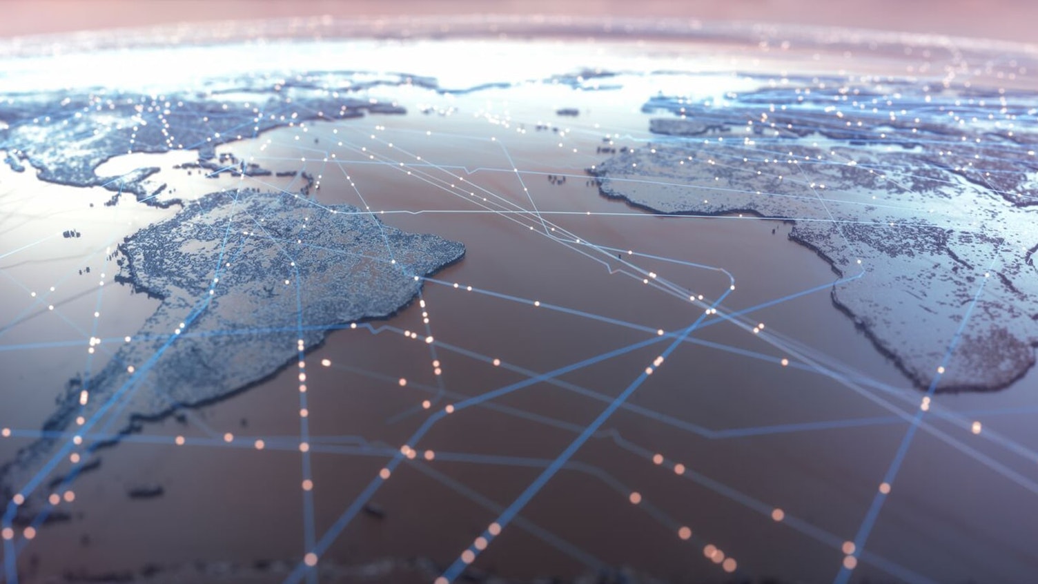 World Map Showing Connections