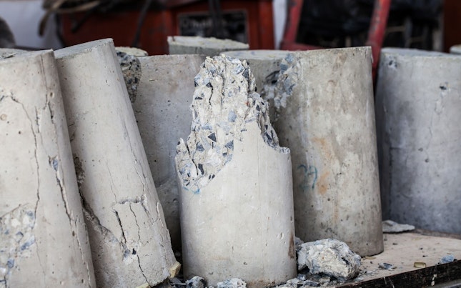 测试后破裂的混凝土