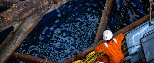Top view of a Worker on Offshore Platform