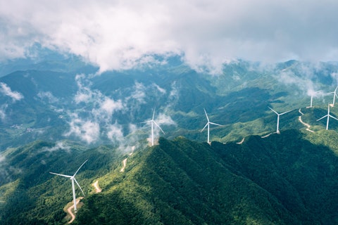 Wind power generation cloud sea on mountain