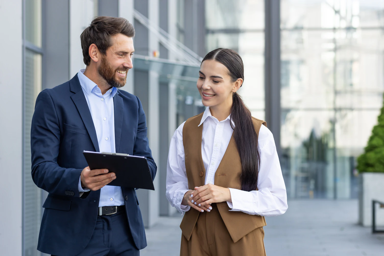 A conversation between two business people