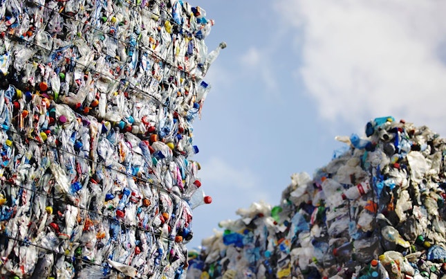 Bound Bales of Crushed Plastic Bottles and Containers