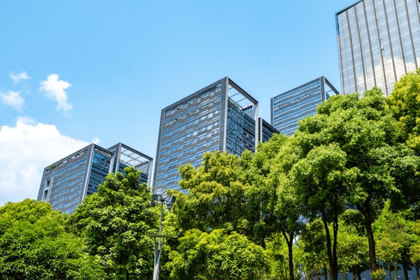 Central Park Lawn and Financial Center Office Building