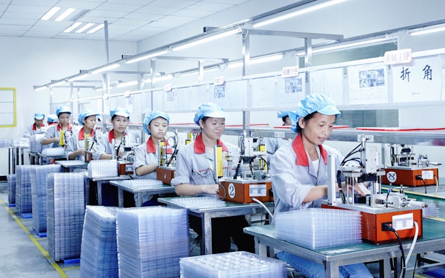 Women Working in E-Cigarette Factory in Asia