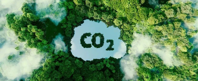 绿色草地吸收二氧化碳