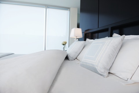 bed in modern hotel room