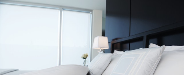 bed in modern hotel room