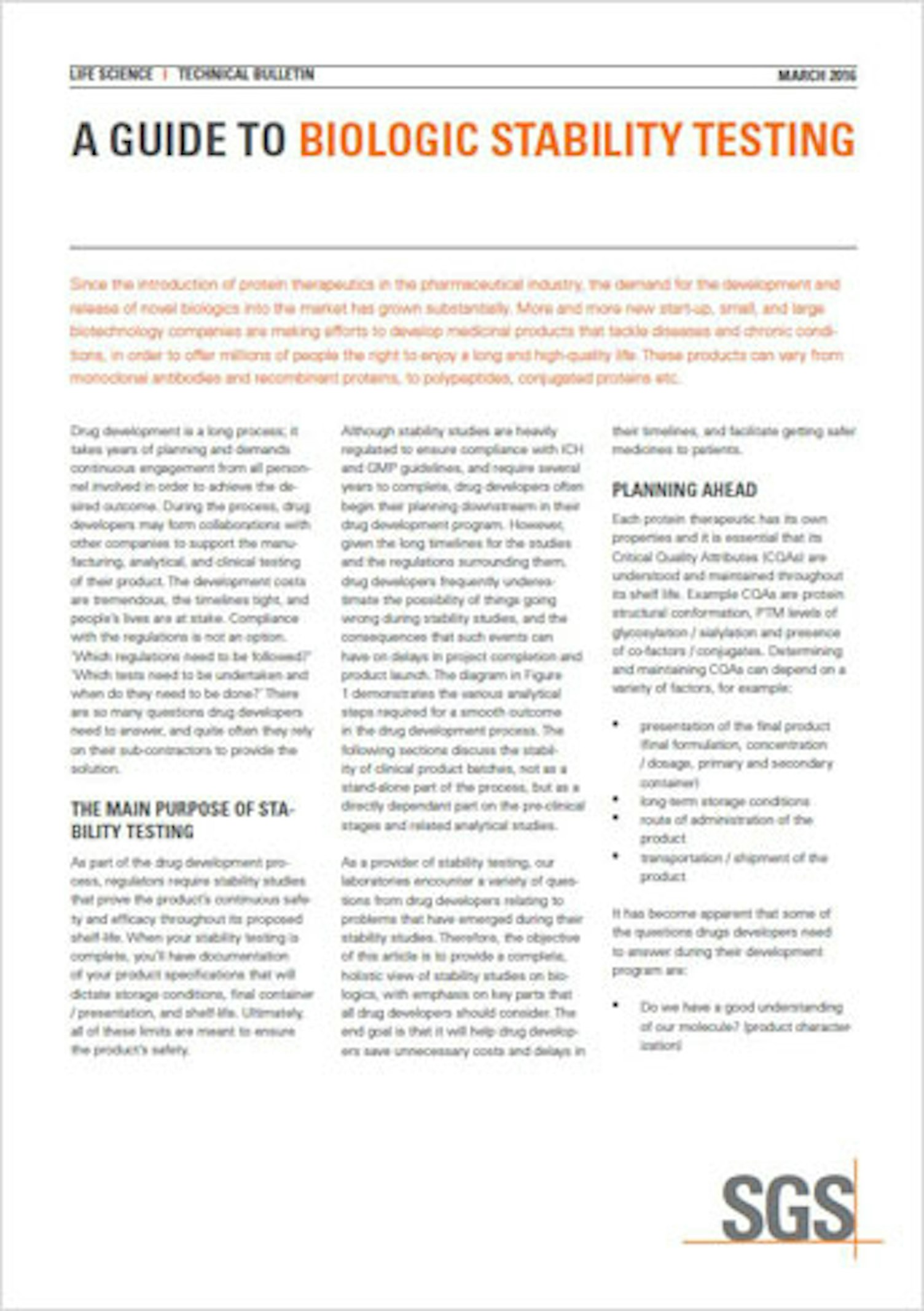 Biologic Stability Testing