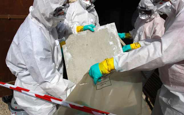 Staff Removing Some Asbestos in a Post of Transformer