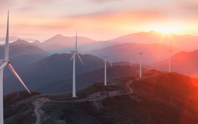 Wind Turbines on Top of a Mountain Range